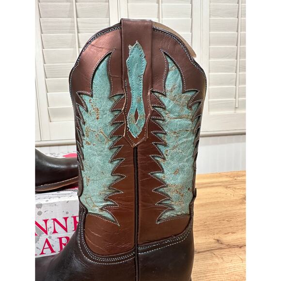 Tanner Mark Men's Cowboy Boots Brown Bronze Teal Leather Size 9 NIB Western - Picture 14 of 15